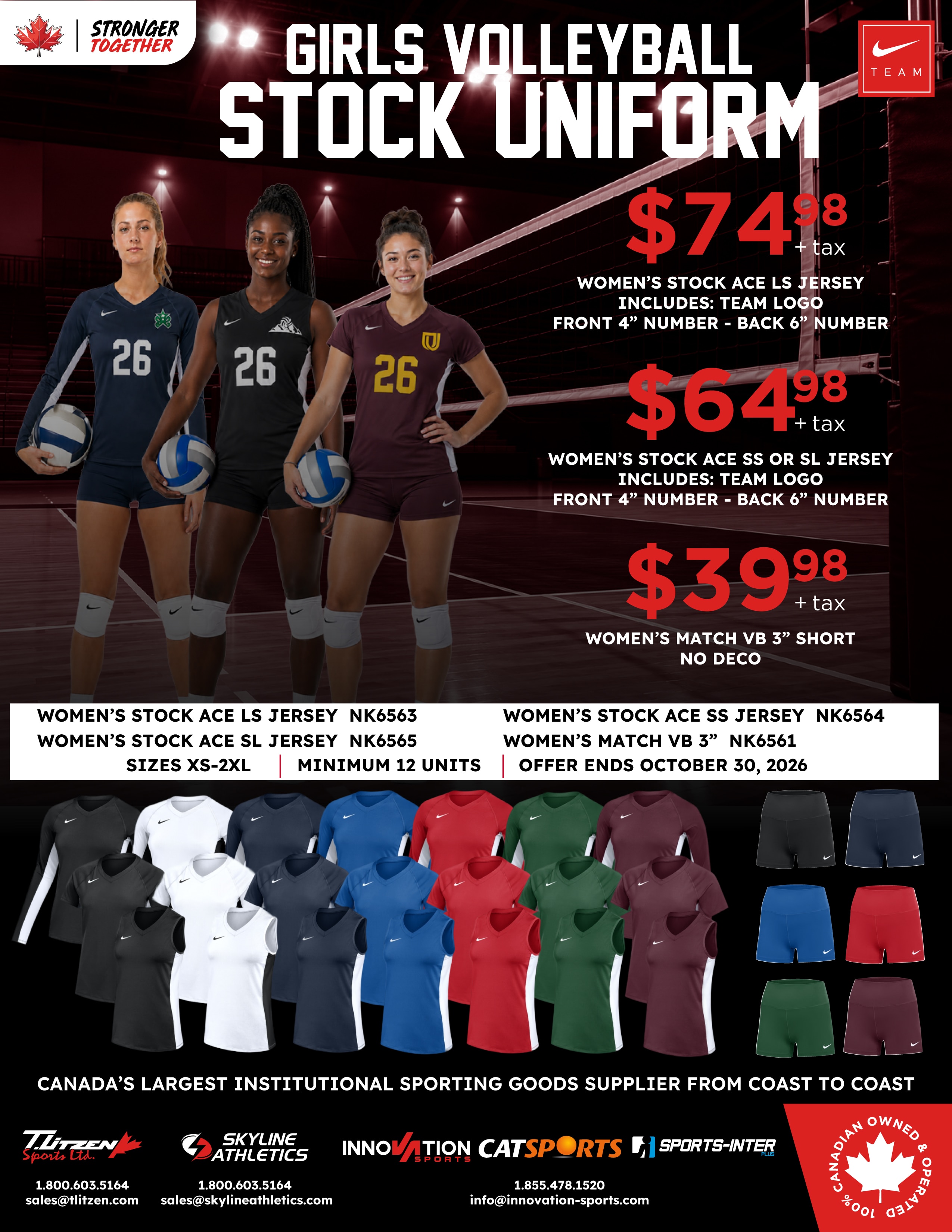 Women's Volleyball Stock Uniform